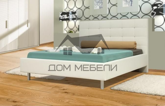 Кровать Треви (1400) (кож. зам. белоснежный кит.) осн.