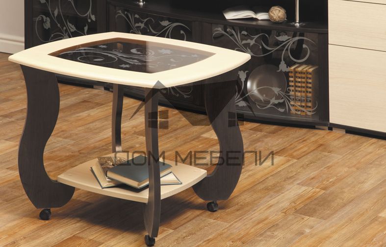 Журнальный стол Сатурн-М01 со стеклом и рисунком